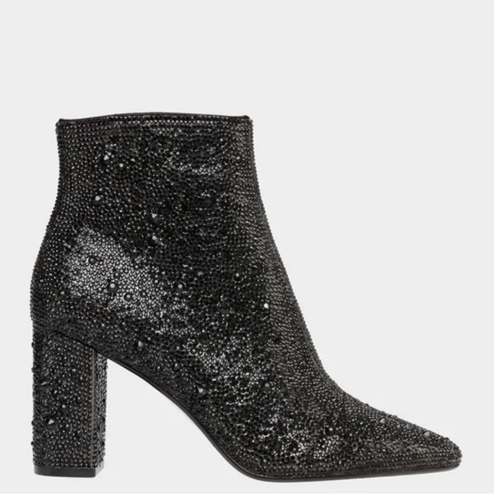 Betsy Johnson Black Rhinestone Cady Boots Size 9 EUC
